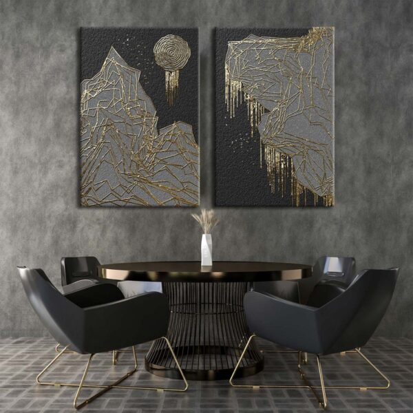 Abstract Art 2'li Set Dekoratif Kanvas Tablo - VOOV2097