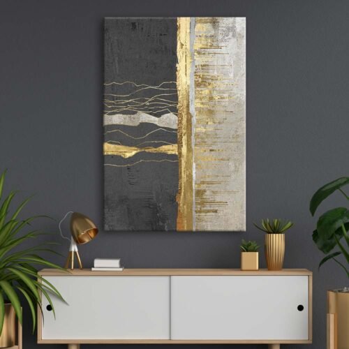 Soyut Gold Dekoratif Kanvas Tablo - VOOV2112