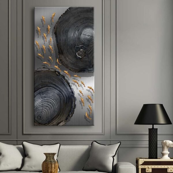 Dekoratif Kütükler ve Altın Balıklar Kanvas Tablo - VOOV2139