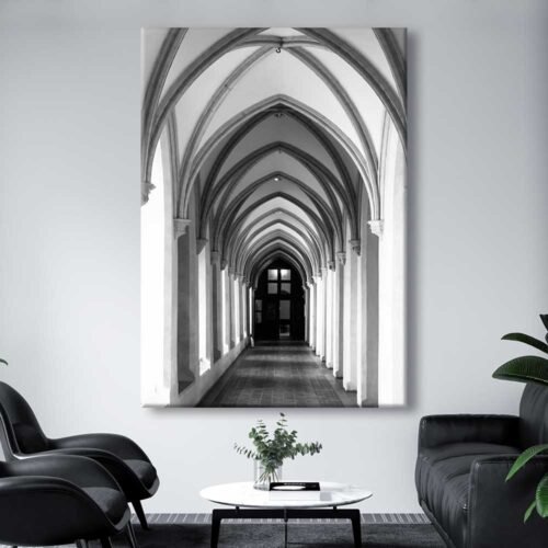 Retro Mimari Yapı Koridor Dekoratif Kanvas Tablo - VOOV2239