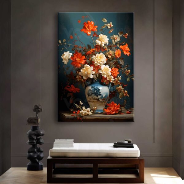 Dekoratif Vazoda Çiçekler Kanvas Tablo - VOOV2348