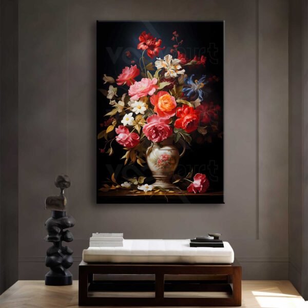 Dekoratif Vazoda Çiçekler Kanvas Tablo - VOOV2349
