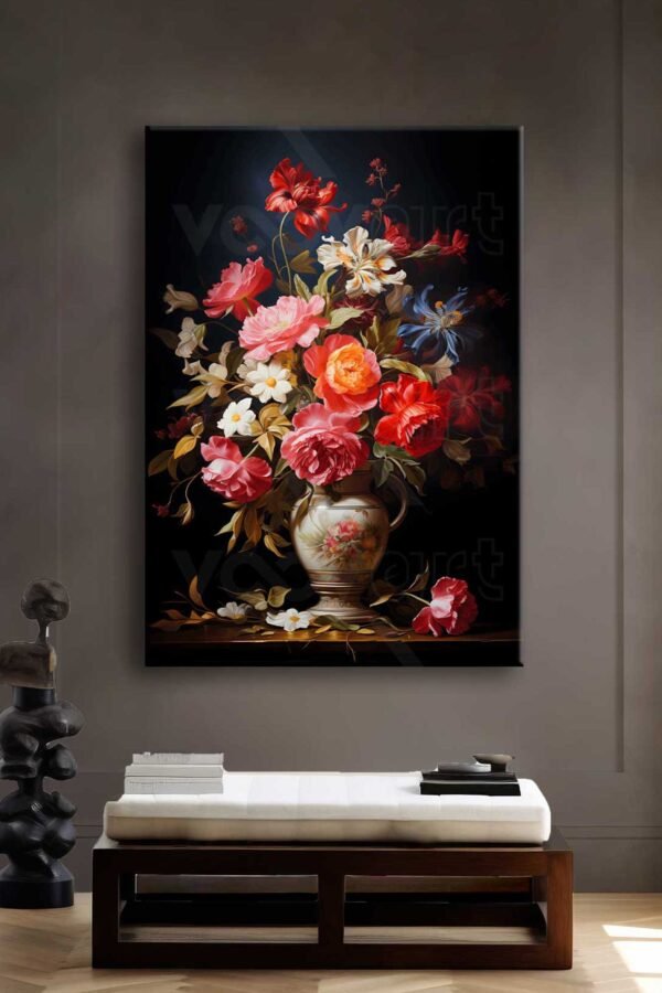 Dekoratif Vazoda Çiçekler Kanvas Tablo - VOOV2349