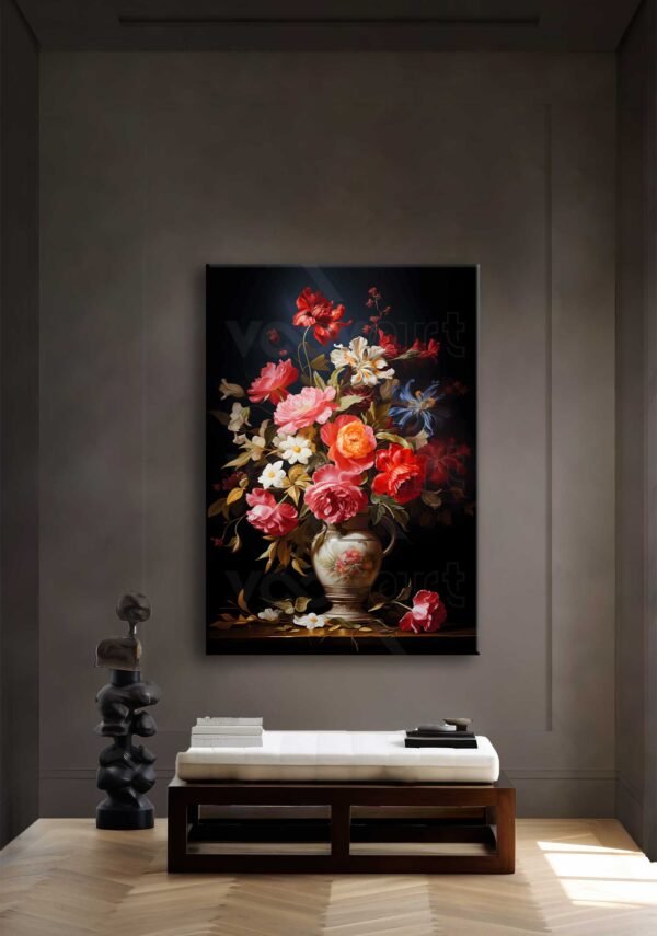 Dekoratif Vazoda Çiçekler Kanvas Tablo - VOOV2349