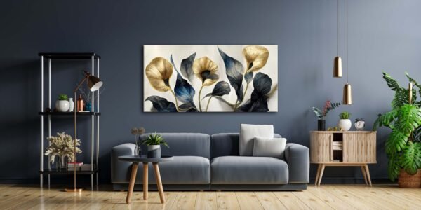 Dekoratif Altın Orkide Çiçekler Kanvas Tablo - VOOV2362