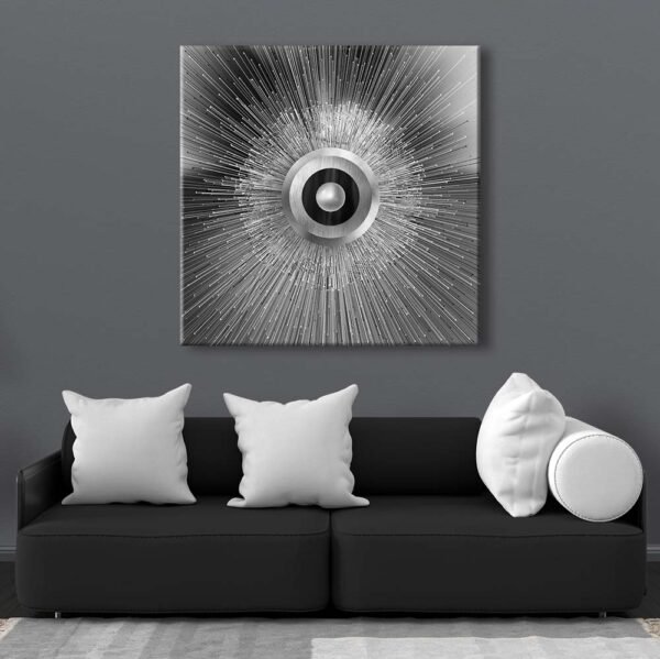 Modern Lüks Gümüş Geometrik Soyut Dekoratif Kanvas Tablo - VOOV2371