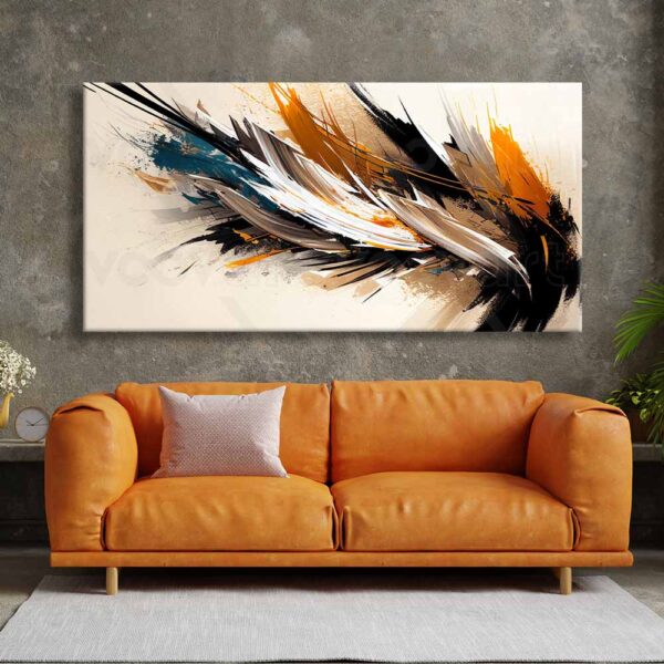 voov2439-1.jpg Soyut Dekoratif Kuş Tüyleri Kanvas Tablo - VOOV2439