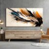 voov2439-2.jpg Soyut Dekoratif Kuş Tüyleri Kanvas Tablo - VOOV2439