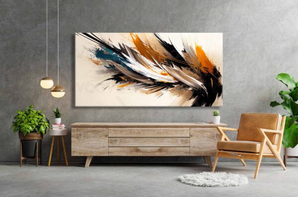 voov2439-2.jpg Soyut Dekoratif Kuş Tüyleri Kanvas Tablo - VOOV2439
