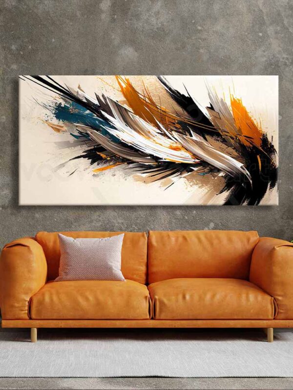 voov2439-3.jpg Soyut Dekoratif Kuş Tüyleri Kanvas Tablo - VOOV2439