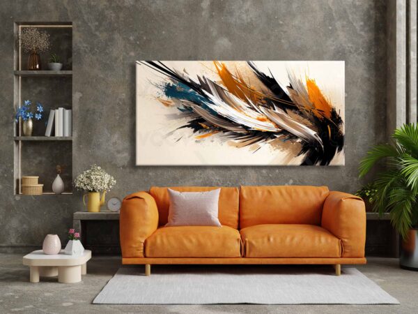 voov2439.jpg Soyut Dekoratif Kuş Tüyleri Kanvas Tablo - VOOV2439