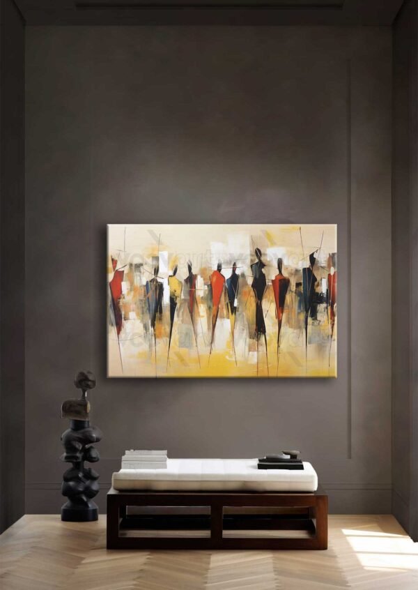 Soyut İnsan Silüetleri Dekoratif Kanvas Tablo - VOOV2503