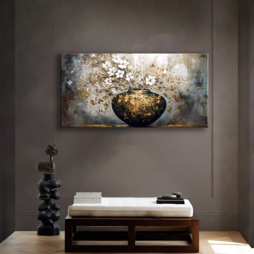 Vazo ve Papatyalar Dekoratif Kanvas Tablo - VOOV2682