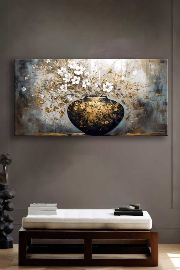 Vazo ve Papatyalar Dekoratif Kanvas Tablo - VOOV2682