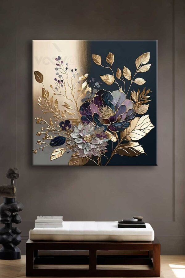 Mor Çiçekler Dekoratif Kanvas Tablo - VOOV2717