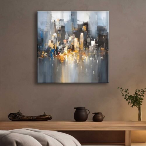 Soyut Şehir Manzarası Dekoratif Kanvas Tablo - VOOV2721