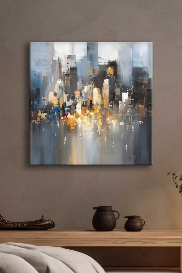 Soyut Şehir Manzarası Dekoratif Kanvas Tablo - VOOV2721