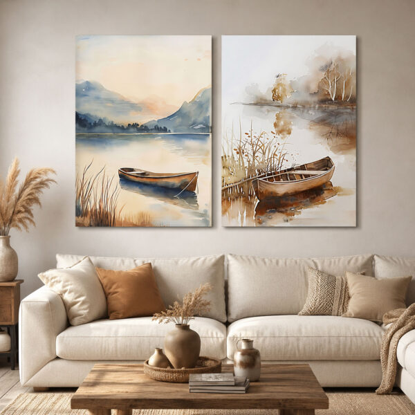 Huzur Kıyısı Kanvas Duvar Tablosu - 2’li Canvas Tablo Seti - VOOV2095