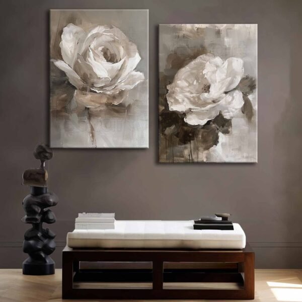 Dekoratif Çiçekler 2'li Set Kanvas Tablo - VOOV4294