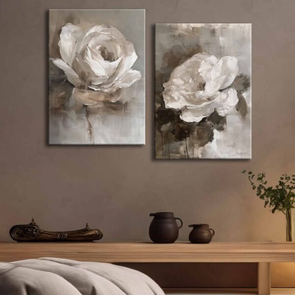 Dekoratif Çiçekler 2'li Set Kanvas Tablo - VOOV4294