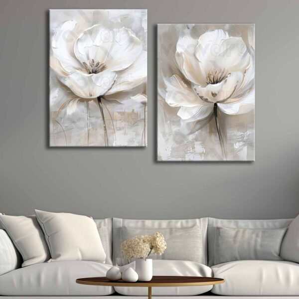 Dekoratif Çiçekler 2'li Set Kanvas Tablo - VOOV4301