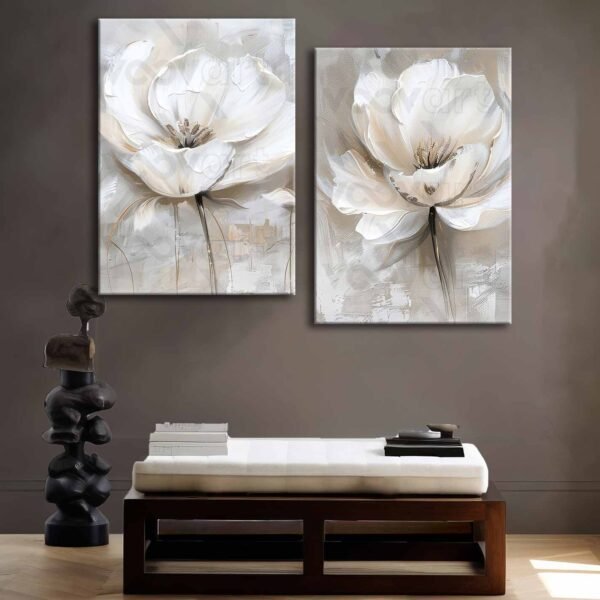 Dekoratif Çiçekler 2'li Set Kanvas Tablo - VOOV4301