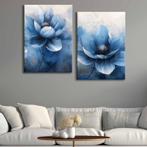 Dekoratif Çiçekler 2'li Set Kanvas Tablo - VOOV4302