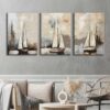 Kanvas Soyut Yelkenliler Tablo 3'lü Canvas Tablo Seti - VOOV4310