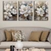 Kanvas Soyut Çiçekler Tablo 3'lü Canvas Tablo Seti - VOOV4307