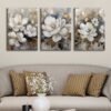 Kanvas Soyut Çiçekler Tablo 3'lü Canvas Tablo Seti - VOOV4307