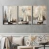 Kanvas Soyut Yelkenliler Tablo 3'lü Canvas Tablo Seti - VOOV4310