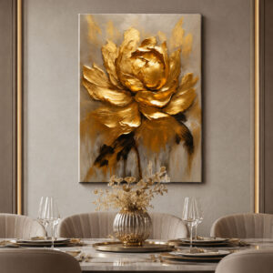Golden Flower Dekoratif Kanvas Tablo - VOOV2745