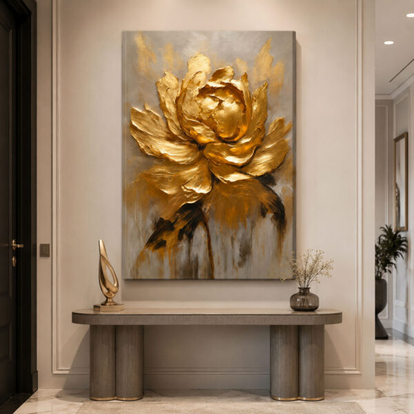 Golden Flower Dekoratif Kanvas Tablo - VOOV2745