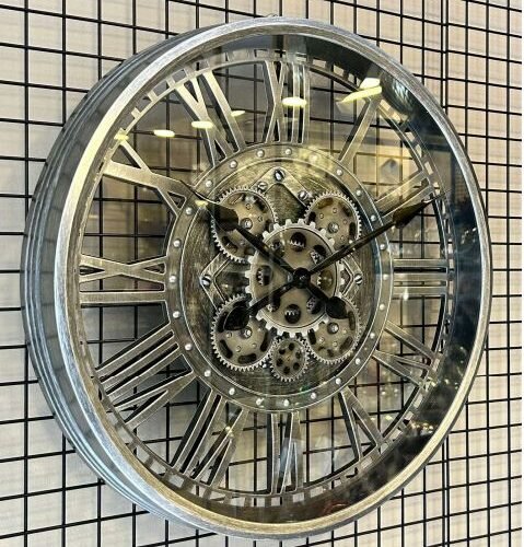 50x50cm GÜMÜŞ SERT PLASTİK ÇARKLI DEKORATİF DUVAR SAATİ - ART1137