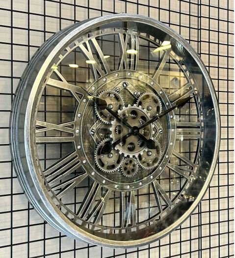 50x50cm GÜMÜŞ SERT PLASTİK ÇARKLI DEKORATİF DUVAR SAATİ - ART1137