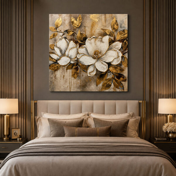 Golden Magnolia Dekoratif Kanvas Tablo - VOOV2751