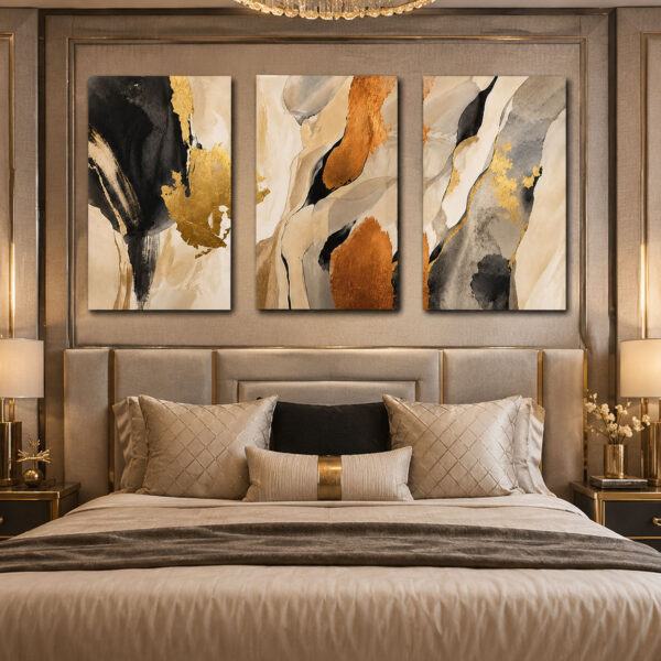 Prestige Abstract Kanvas Duvar Tablosu - 3'lü Canvas Tablo Seti - VOOV4312