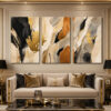 Prestige Abstract Kanvas Duvar Tablosu - 3'lü Canvas Tablo Seti - VOOV4312