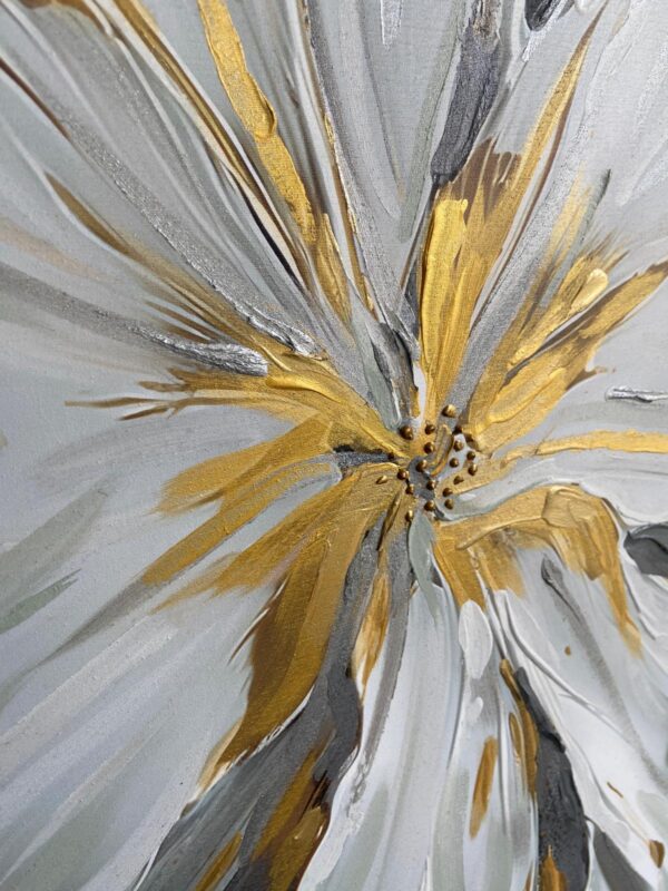 70x100cm Akrilik Dokulu Siyah Çerçeveli Soyut Çiçek Dekoratif Tablo - ART1202