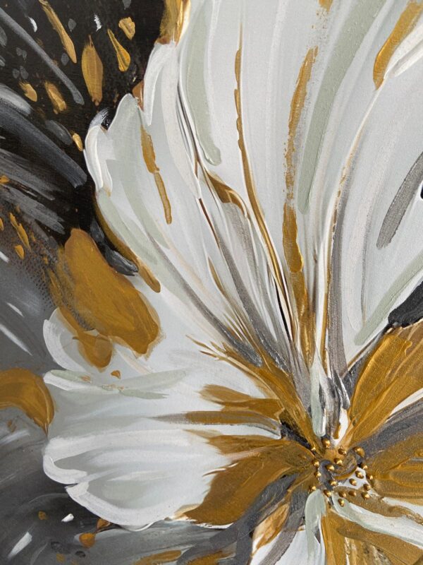 70x100cm Akrilik Dokulu Siyah Çerçeveli Soyut Çiçek Dekoratif Tablo - ART1202