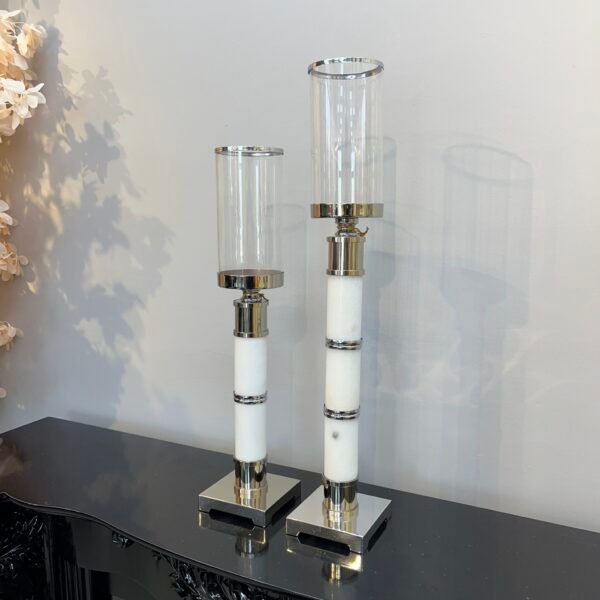 GÜMÜŞ BÜYÜK BOY İKİLİ ŞAMDAN - ART1183