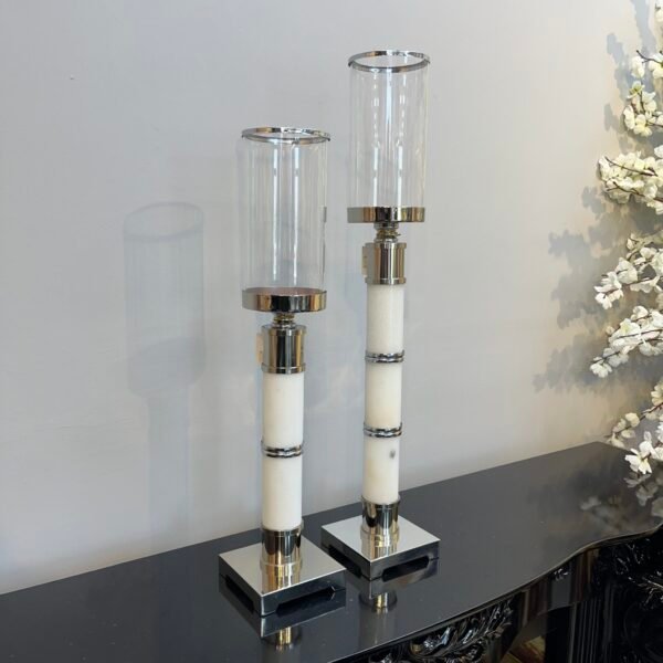 GÜMÜŞ BÜYÜK BOY İKİLİ ŞAMDAN - ART1183