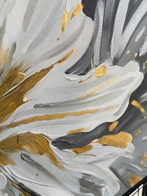 70x100cm Akrilik Dokulu Siyah Çerçeveli Soyut Çiçek Dekoratif Tablo - ART1202