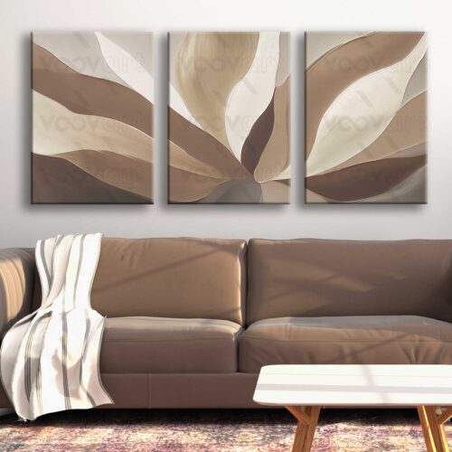Özel Berceste Çiçek Dekoratif 3'lü Canvas Tablo Seti - VOOV4322