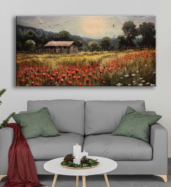 Köy Evi Manzarası Dekoratif Kanvas Tablo - VOOV2780