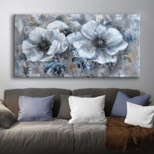 Dekoratif Soft Beyaz Çiçekler Kanvas Tablo - VOOV1214