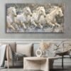 Beyaz Atlar Dekoratif Kanvas Tablo - VOOV2786