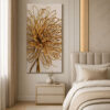 Gold Metal Dekoratif Soyut Çiçek Kanvas Tablo - VOOV2806
