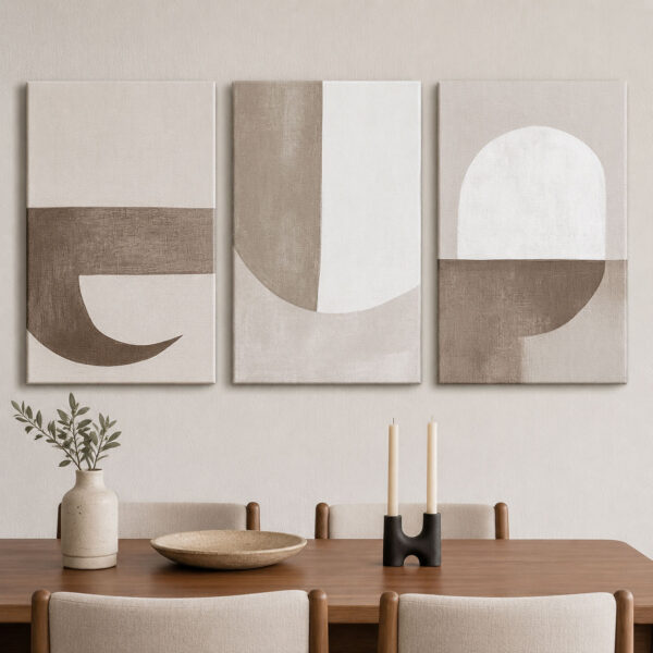Soft Formlar Kanvas Duvar Tablosu - 3'lü Canvas Tablo Seti - VOOV4323