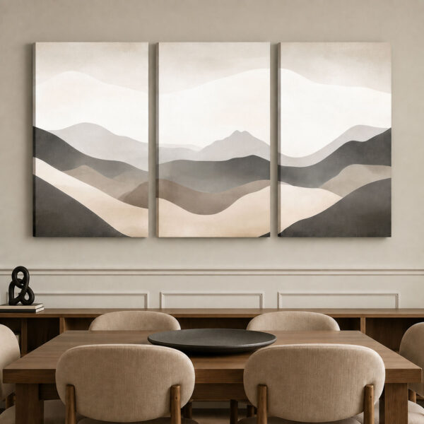 Soft Horizon Kanvas Duvar Tablosu - 3'lü Canvas Tablo Seti - VOOV4324